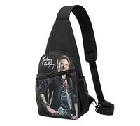 Johnny Rock Star Hallyday - Sac à Main Léger Vintage Rock Français - Petit Sac en Nylon Résistant - Porté Épaule ou Poitrine - Idéal pour Voyage, Concert, Quotidien