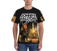 Johnny T-Shirt Manche Courte pour Homme Motif Hallyday Imprimé Décontracté Tops Graphic Tees Shirts Col Rond Chemises