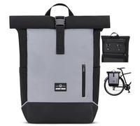 Johnny Urban Sacoche Vélo Noir Réfléchissant - Robin Medium Bike - Sac à Dos Multifonctionnel 2 en 1 & Sacoche Arrière Bicyclette avec Compartiment pour Ordinateur Portable 16 Pouces - Hydrofuge