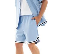 Johnny Urban Short Homme Bleu - Parker - Shorts avec Cordon - Poids du Tissu 260 GSM - Casual Short de Basket avec Poches - Taille Élastique - Pantalon de Sport en Tissu