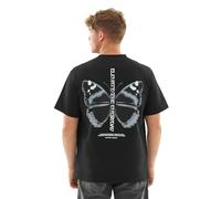 Johnny Urban Tee Shirt Homme & Femme Noir - Sammy Chrome Butterfly - Oversize Heavy Basic T-Shirt - Classic Col Rond Tshirt à Manches Courtes - 100% Cotton - Imprimé Papillon