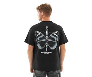 Johnny Urban Tee Shirt Homme & Femme Noir - Sammy Chrome Butterfly - Oversize Heavy Basic T-Shirt - Classic Col Rond Tshirt à Manches Courtes - 100% Cotton - Imprimé Papillon