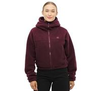Johnny Urban Veste Courte en Polaire Femmes Rouge - Nova - Cropped Teddy Fleece Sweat Jacket - Polaire Zippée avec Haute Capuche - Veste Chaude Sherpa pour Automne et Hiver