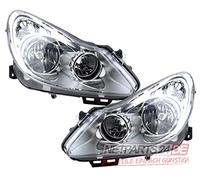 Johns, ensemble de phares compatible avec Opel Corsa D 07/06-12/10, ensemble gauche et droit, couleur cadre chromé