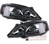 Johns, Jeu de phares pour Opel Astra noirs G 98-04 en kit Xenon/H7 lin.