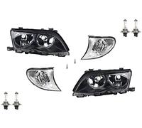 Johns, Phare compatible avec BMW Série 3 Noir E46 01-05 Jeu d'ampoules L R clignotants