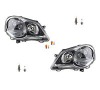 Johns, Phare halogène avant compatible avec VW Polo 02 9N 05-12 - Lot d'ampoules L R