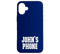 John's Phone Nom de John personnalisé Blanc Bleu Coque pour iPhone 16 Plus