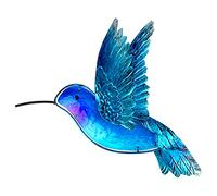 John's Studio Décoration Murale en métal en Forme de Colibri pour Salle de Bain - Sculpture en Fer Bleu à Suspendre pour Maison, Chambre, Jardin, terrasse, Porche ou clôture - Bleu