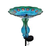 John's Studio Mangeoire pour oiseaux en verre avec abat-jour en métal pour jardin, cour et terrasse