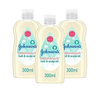 Johnson's Baby Huile cheveux & cuir chevelu, pour un toucher doux, 300 ml, contenant du coton