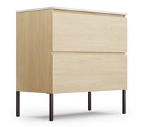 blumfeldt Johnstone Meuble Lavabo Salle de Bain - Design Bois Naturel, Lavabo Céramique, Tiroirs Spacieux, Fermeture Douce, Pieds Inclus, Matériau Résistant à l'Humidité - Assemblage Facile