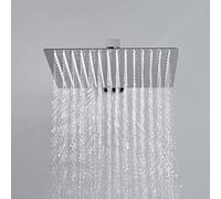JOHO Acier Inoxydable 304 Tête de Douche Carré 30cm pour Salle de bain, Pommeau de Douche Pluie avec Buse en Silicone, Anti-Calcaire Chromé (Carré 30x30cm)
