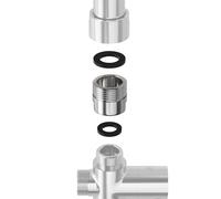 JOHO Adaptateur fileté pour barre de douche 12,7 mm F vers 19,05 mm M pour tuyau de jardin et de machine à laver, raccord de tuyau d'arrosage en laiton chromé