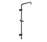 JOHO Barre de douche 91 cm avec support de douchette, acier inoxydable, supports réglables, compatible trous existants, sans perçage - Noir mat