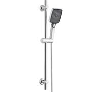 JOHO Barre de douche en acier inoxydable 70 cm avec tuyau et support, colonne de douche avec douchette 3 jets, fixation murale réglable adapté aux trous existants, chromé