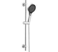 JOHO Barre de douche en acier inoxydable 70 cm avec tuyau et support, colonne de douche avec douchette 3 jets, fixation murale réglable adapté aux trous existants, chromé
