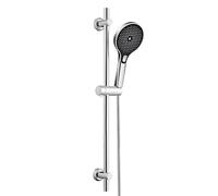 JOHO Barre de douche en acier inoxydable 70 cm avec tuyau et support, colonne de douche avec douchette 3 jets, fixation murale réglable adapté aux trous existants, chromé