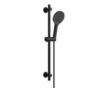 JOHO Barre de douche en acier inoxydable 70 cm avec tuyau et support, colonne de douche avec douchette 3 jets, fixation murale réglable adapté aux trous existants, noir