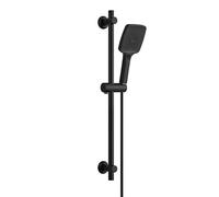 JOHO Barre de douche en acier inoxydable 70 cm avec tuyau et support, colonne de douche avec douchette 3 jets, fixation murale réglable adapté aux trous existants, noir