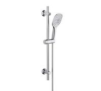 JOHO Barre de douche en acier inoxydable 70 cm avec tuyau et support, colonne de douche avec douchette 3 jets, fixation murale réglable adapté aux trous existants, chromé