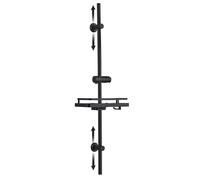 JOHO Barre de douche en acier inoxydable avec support de douchette et fixations murales réglable compatible trous existants, colonne de douche 100 cm avec étagère noir