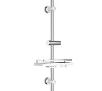 JOHO Barre de douche en acier inoxydable avec support de douchette et fixations murales réglable compatible trous existants, colonne de douche 70 cm avec étagère chromé