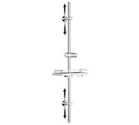JOHO Barre de douche en acier inoxydable avec support de douchette et fixations murales réglable compatible trous existants, colonne de douche 100 cm avec étagère chromé