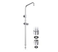 JOHO Barre de douche en acier inoxydable, Colonne de douche avec Support mural réglable compatible avec les trous de perçage existants, 69-111 cm avec support de douchette et adaptateur, Chromé