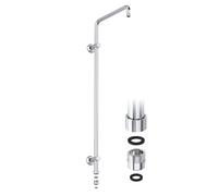 JOHO Barre de douche en acier inoxydable, Colonne de douche avec Support mural réglable compatible avec les trous de perçage existants, 91 cm avec adaptateur, Chromé