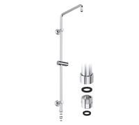 JOHO Barre de douche en acier inoxydable, Colonne de douche avec Support mural réglable compatible avec les trous de perçage existants, 91 cm avec support de douchette et adaptateur, Chromé