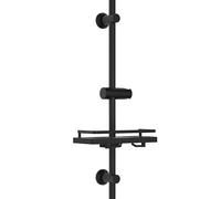 JOHO Barre de douche en acier inoxydable de 70 cm avec support de pommeau de douche et porte-savon/étagère de douche XXL, barre murale colonne de douche Noir