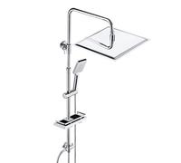 JOHO Colonne de Douche Acier inoxydable avec Douchette Salle de Bain Réglable en Hauteur, Ensemble Douche Pluie Murale sans Robinet avec Pommeau Douche 30x30 cm et Étagère Chromé