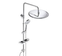 JOHO Inoxy 304 Colonne de Douche Réglable en Hauteur Système de Douche Pluie avec Plastique Réglable Étagère Douche Télescopique (D30cm)