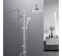 JOHO Colonne de Douche Acier inoxydable avec Douchette Salle de Bain Réglable en Hauteur, Ensemble Douche Pluie Murale sans Robinet avec Pommeau Douche ABS 20 cm Chromé