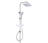 JOHO Colonne de Douche Complet Design Colonne Douche Murale Salle de Bain avec Étagère Douche Ensemble Douche Baignoire Réglable en Hauteur avec Douchette Carre et Pommeau Douche 20x20cm