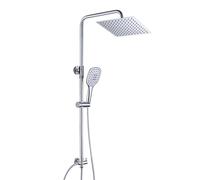 JOHO Colonne de douche Design Carré Colonne Douche sans Mitigeur Système de Douche Ajustable Hauteur Salle de bain Ensemble Baignoire avec Pommeau de Douche Carré 20x20CM