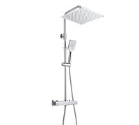 JOHO Colonne de Douche avec Mitigeur Thermostatique Colonne Douche Murale Réglable Salle de Bain Colonne Douche en Inox Ensemble Douche Baignoire Pommeau Douche Chromée 30x30CM