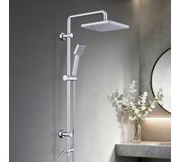 JOHO Colonne de Douche Hydromassage sans Robinetterie Fixations Réglable Murales Hauteur Colonne Douche pour Baignoire Douchette Douche Salle de Bain Pommeau de Douche(ABS 20 * 20cm)