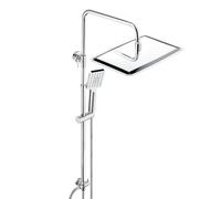 JOHO Colonne de douche Inox sans Robinetterie Thermostatique, Système Pluie pour Cabine Baignoire avec Barre Réglable Hauteur et Tête de Douche 35x25 cm Chromé