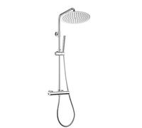 JOHO Colonne de Douche Murale avec Mitigeur Thermostatique pour Baignoire Fixations Réglables Colonne de Douche Hydromassante avec Robinetterie et Pommeau Douche Picots Anti-Calcaire D30cm