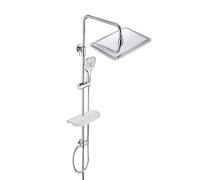 JOHO Inox 304 Colonne de Douche sans Robinet Système de Douche Réglable en Hauteur avec Étagère Douche Ensemble de Douche de Pluie en Chrome Set de Douche avec Pommeau Douche 35x25cm