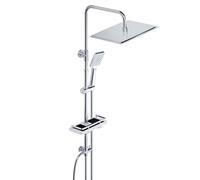 JOHO Inox 304 Colonne de Douche sans Robinet Système de Douche Réglable en Hauteur avec Étagère Douche Ensemble de Douche de Pluie en Chrome Set de Douche avec Pommeau Douche 35x25cm