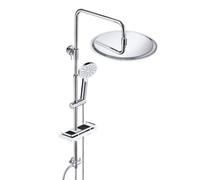 JOHO Inoxy 304 Colonne de Douche Réglable en Hauteur Système de Douche Pluie avec Plastique Réglable Étagère Douche Télescopique (D30cm)
