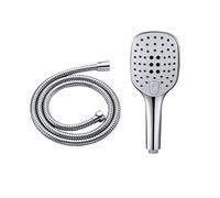 JOHO Pomme de douche pour Salle de bain, Douchette à main carrée avec 3 modes douche et Flexible de douche de raccordement de 150cm Chrome
