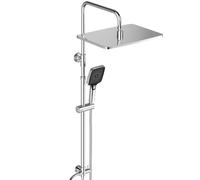 JOHO Système de douche en acier inoxydable sans robinet, kit de douche à effet pluie, économe en eau, avec pommeau de douche 35 x 25 cm, chromé