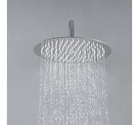 JOHO Tête de Douche Pluie avec Buse en Silicone, Anti-Calcaire, Pommeau de Douche en Acier Inoxydable 304 pour Salle de bain (Rond D25cm)