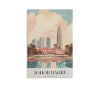 Johor Bahru - Impression sur toile de peintures à thème paysage urbain en Malaisie, voyage, œuvre d'art pour salon, chambre à coucher, salle de bain, bureau - 40 x 60 cm