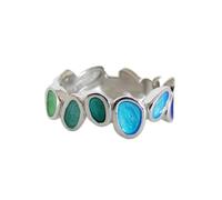 JOI D'ART ANNEAU ARGENT FRUITS | Conçu par Joidart | Collection Fruits | Finition argent 925 mat | Vernis au feu aux tons bleus, Métal, Aucune pierre précieuse