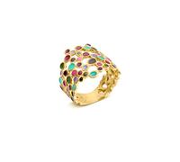 JOI D'ART ANNEAU DORÉ CANDY COLOURS| Conçu par Joidart | Collection Candy Colours | Bague large en métal doré plaqué or 24 carats | émail froid multicolore, Métal, Aucune pierre précieuse